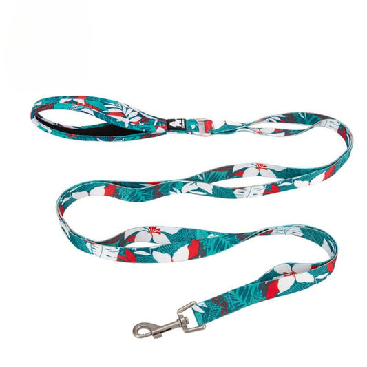 Floral Control Leash - Camouflage Blue