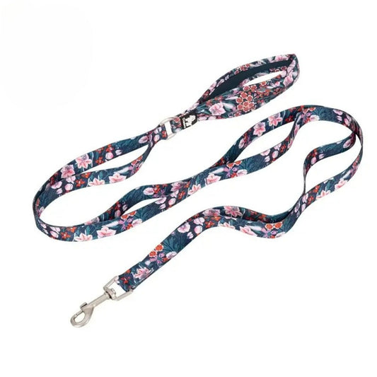 Floral Control Leash - Navy