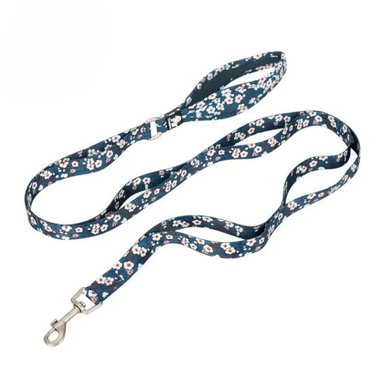 Floral Control Leash - Saxony Blue